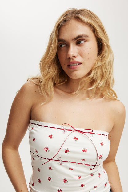 Sofia Ribbon Trim Tube Top