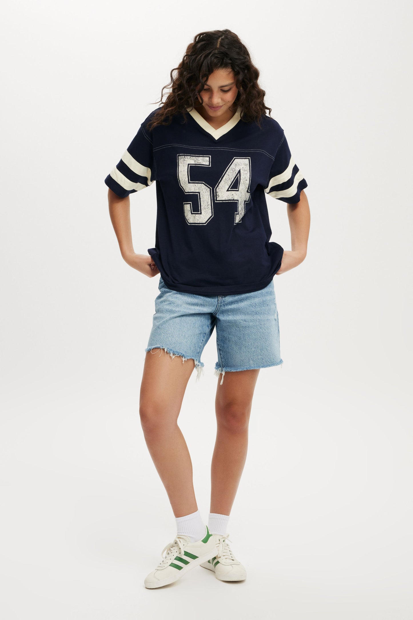 V Neck Oversized Graphic Tee