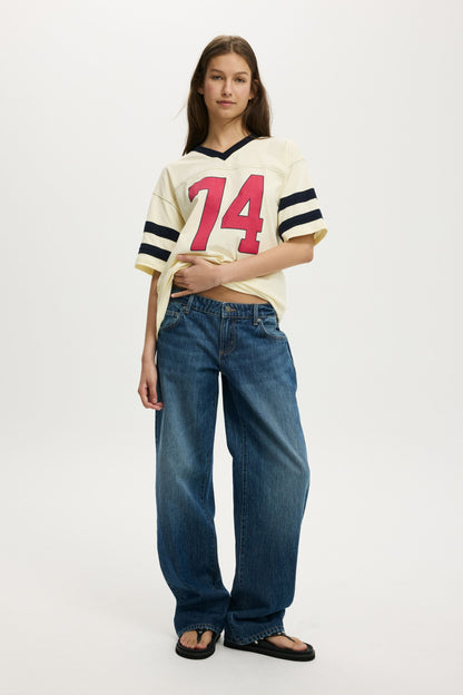 V Neck Oversized Graphic Tee