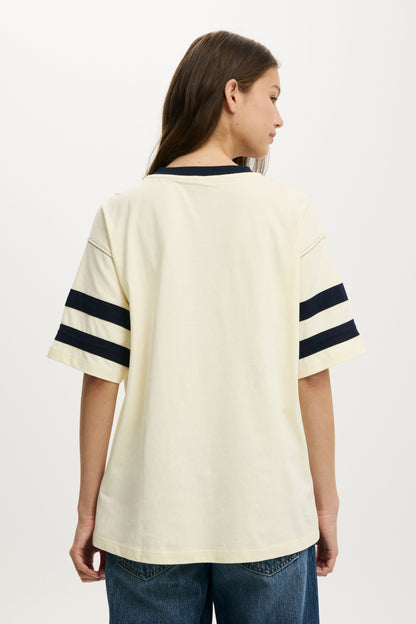 V Neck Oversized Graphic Tee