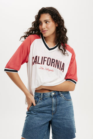 Oversized V Neck Raglan Jersey