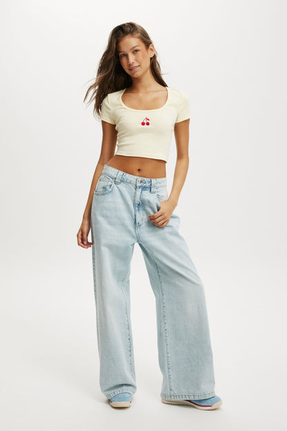 Scooped Crop Rib Tee