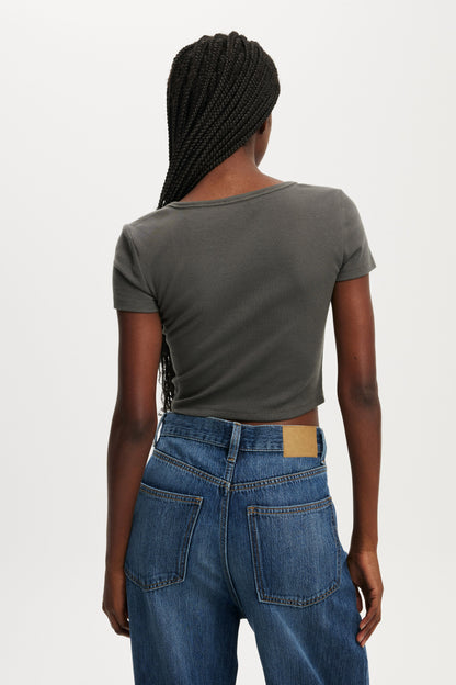 Scooped Crop Rib Tee