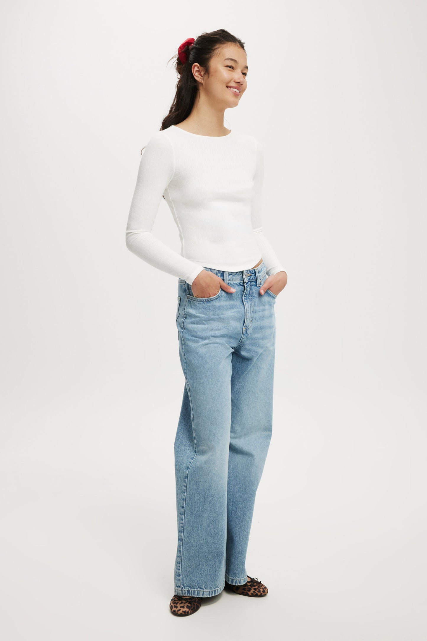 Sasha Pointelle Low Back Long Sleeve Top