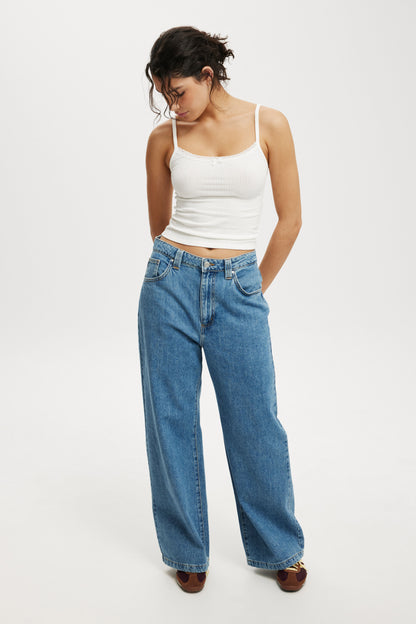 Sasha Pointelle Lace Trim Cami