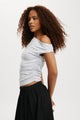 Staple Rib Rouched Short Sleeve Top