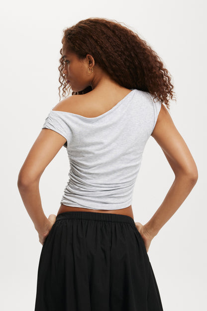 Staple Rib Rouched Short Sleeve Top