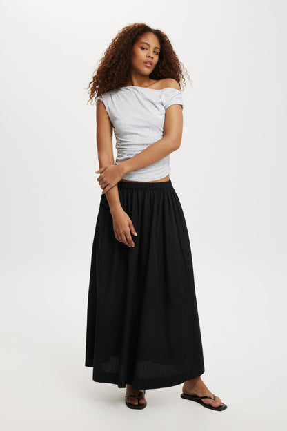 Staple Rib Rouched Short Sleeve Top