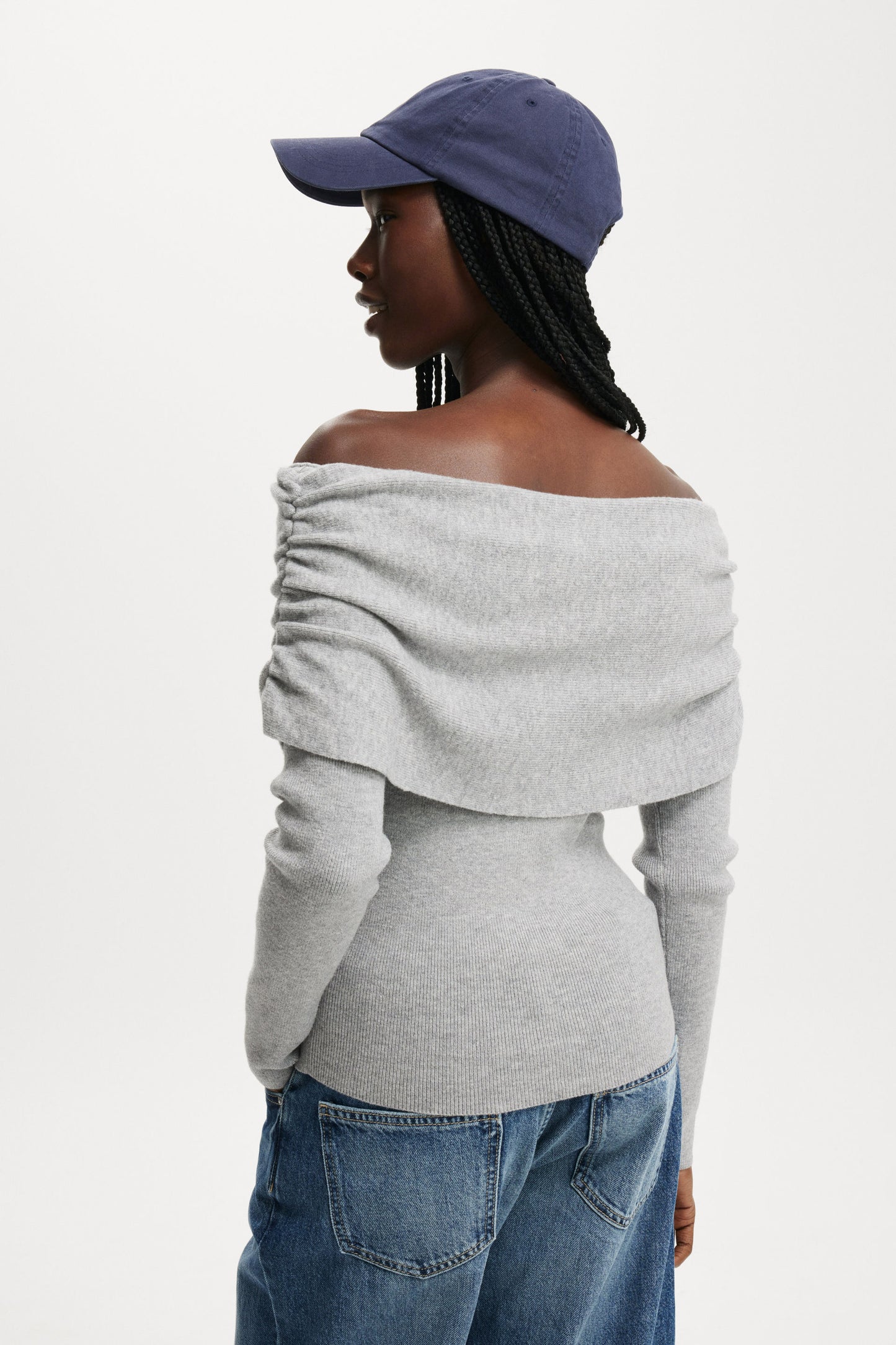 Everfine Rib Ruched Off Shoulder