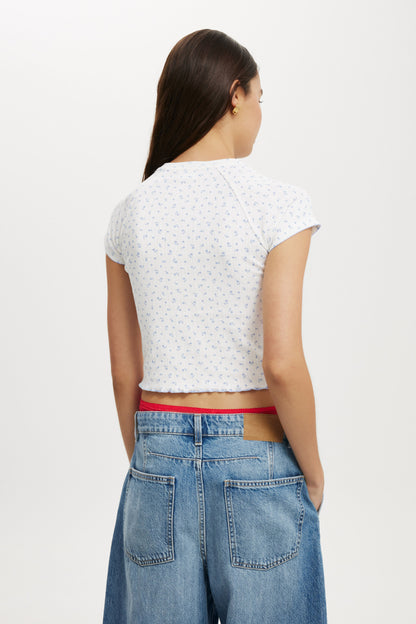 Scarlet Pointelle Raglan Tee