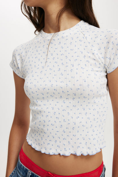 Scarlet Pointelle Raglan Tee