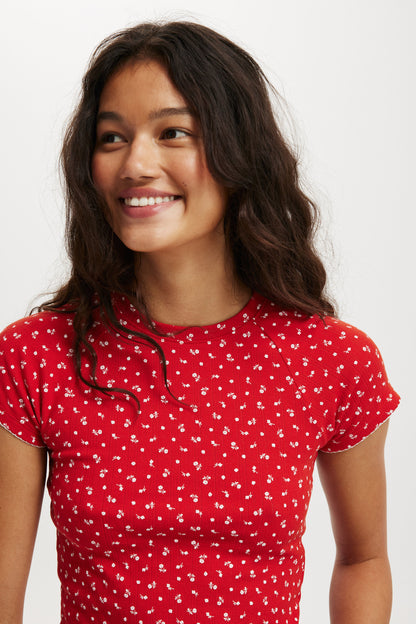Scarlet Pointelle Raglan Tee