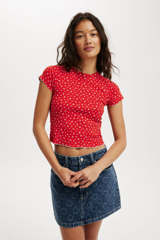 Scarlet Pointelle Raglan Tee