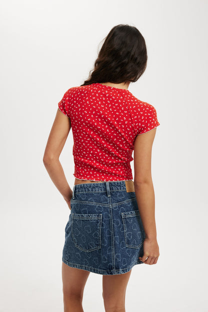 Scarlet Pointelle Raglan Tee