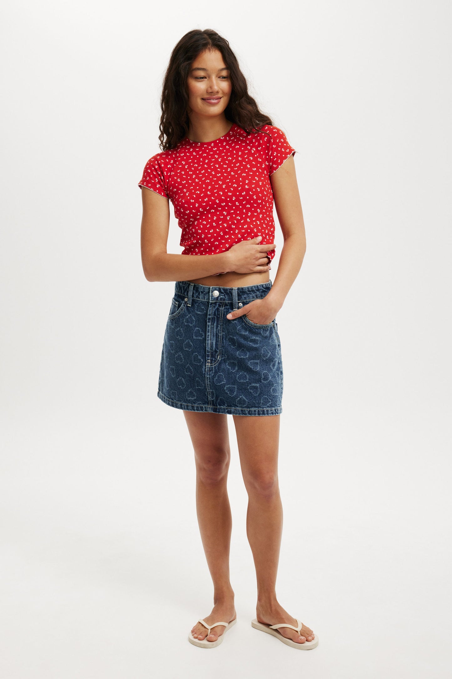 Scarlet Pointelle Raglan Tee