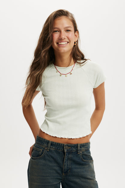 Scarlet Pointelle Raglan Tee