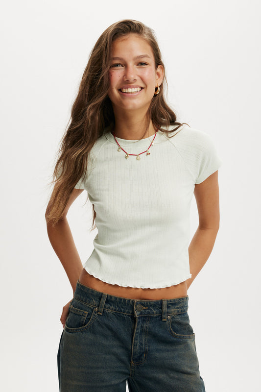 Scarlet Pointelle Raglan Tee