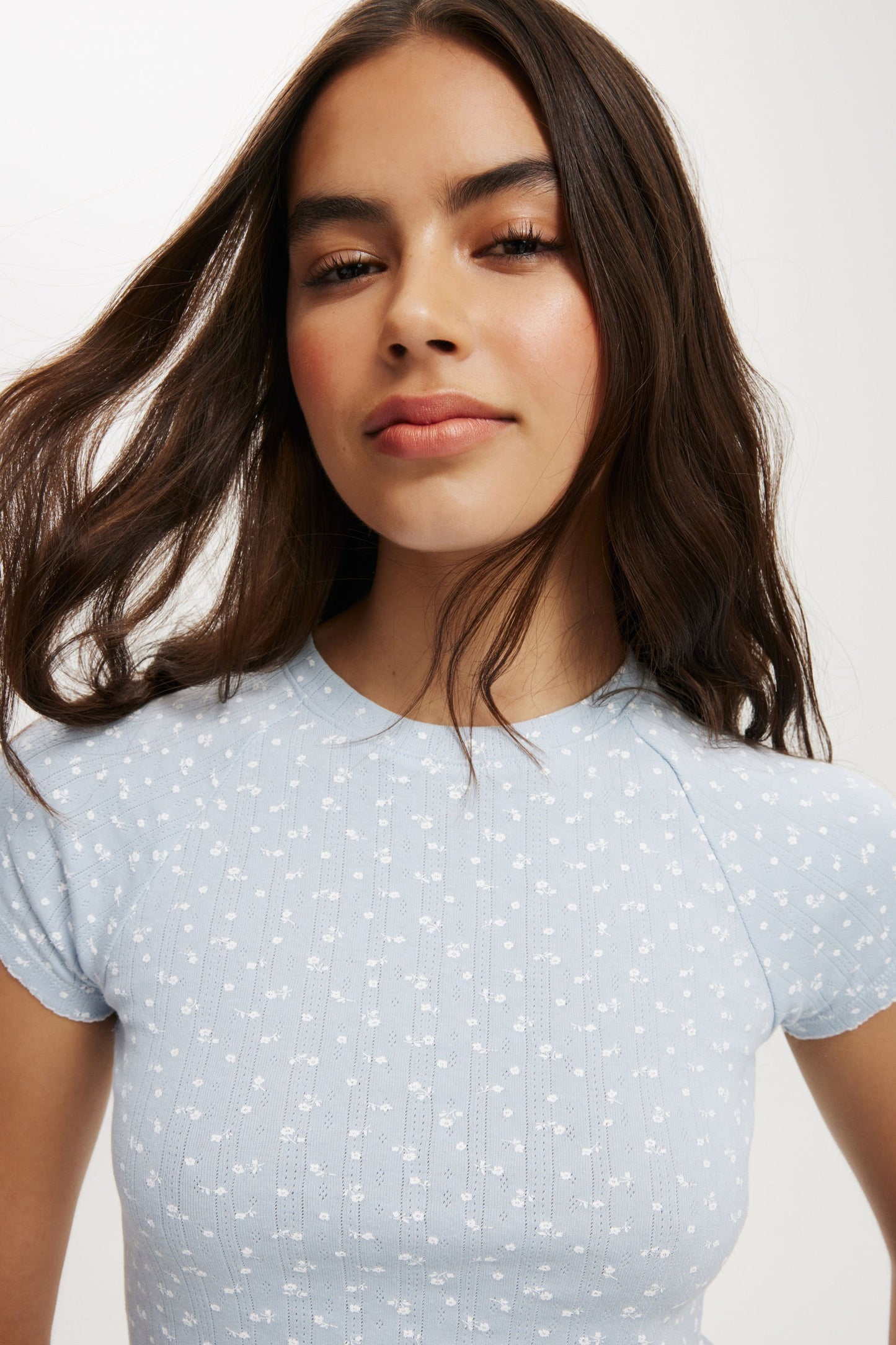 Scarlet Pointelle Raglan Tee