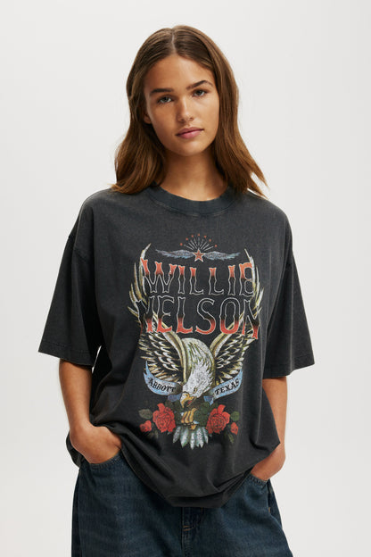 Willie Nelson Music Boxy Graphic Tee