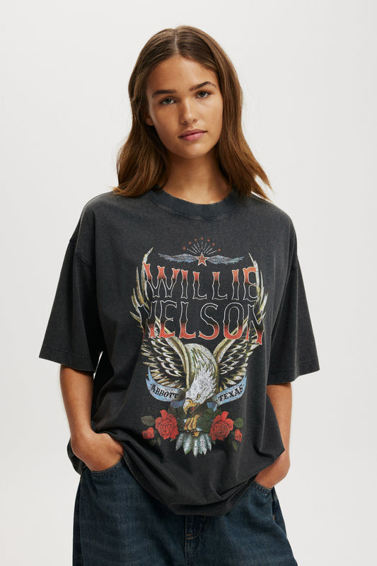 Willie Nelson Music Boxy Graphic Tee
