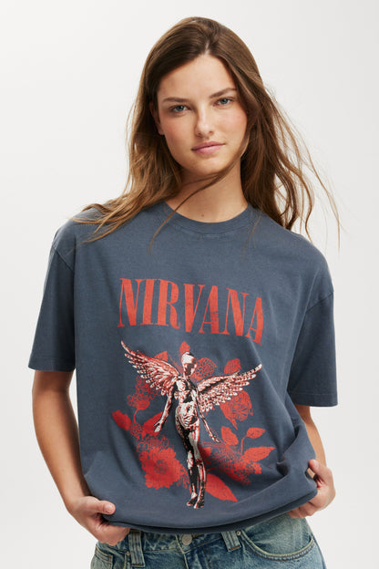 Camiseta - Nirvana Music Boxy Graphic Tee