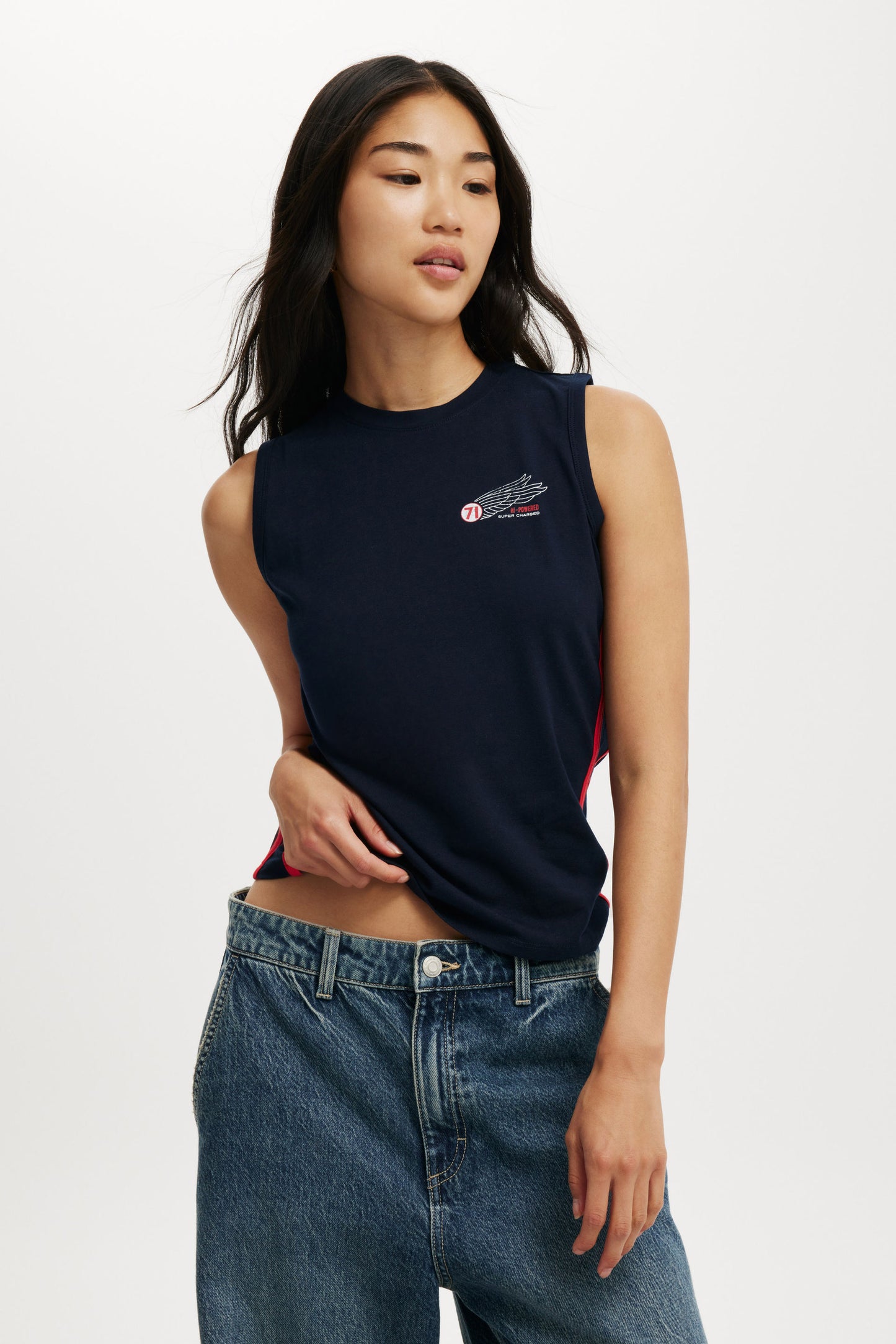 Fitted Graphic Longline Tank