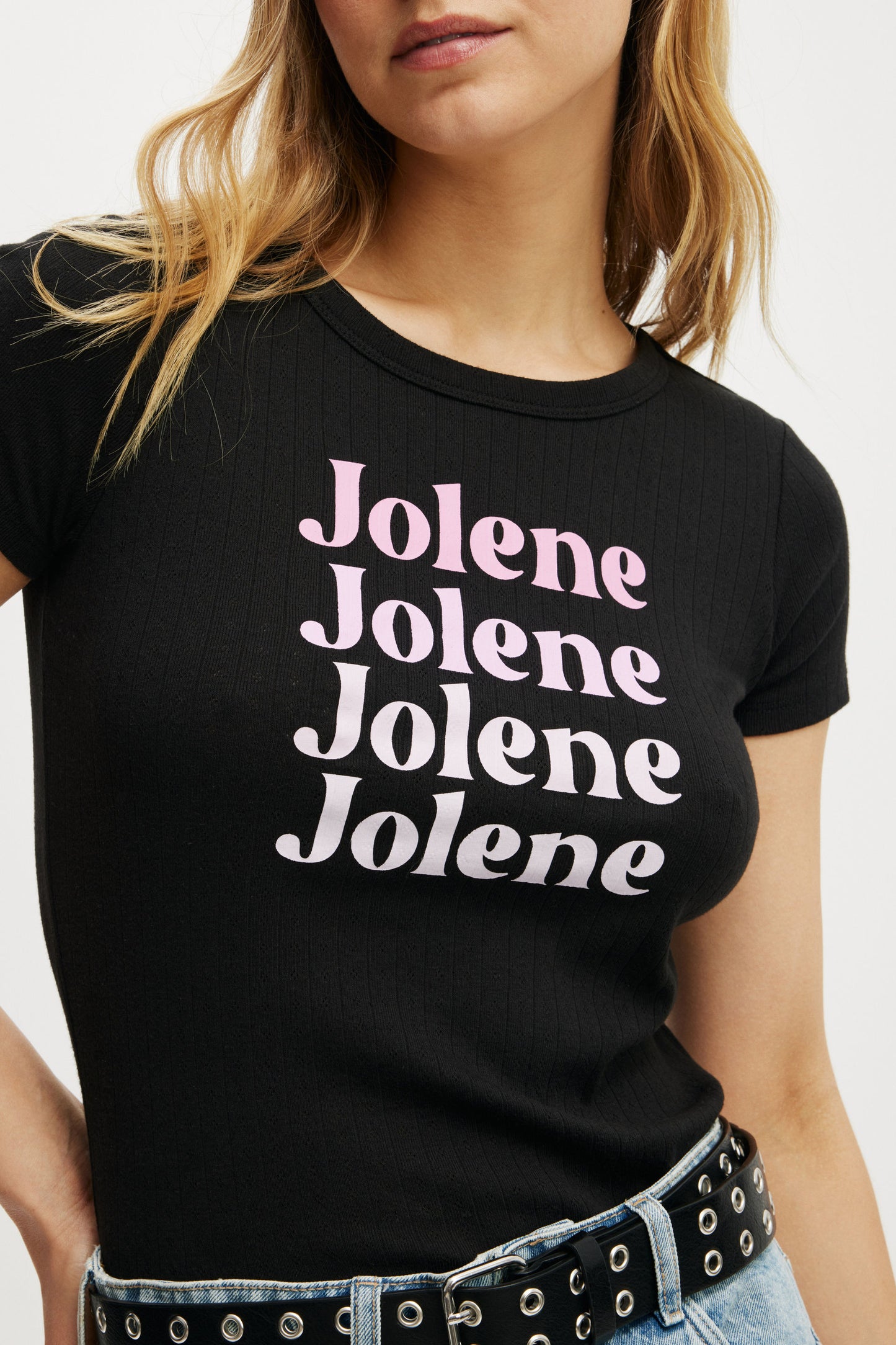 Dolly Parton Fitted Pointelle Longline Tee