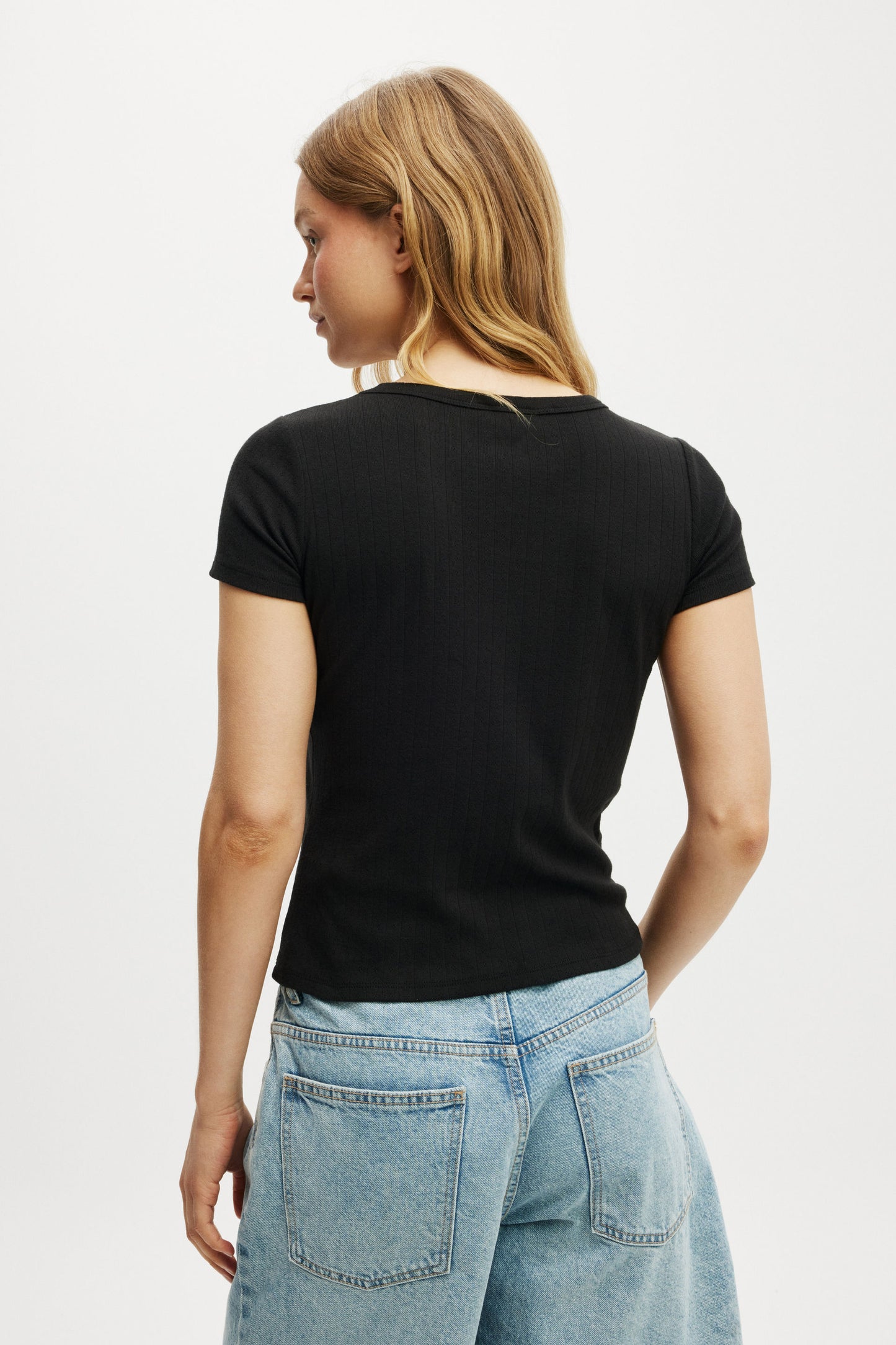 Dolly Parton Fitted Pointelle Longline Tee