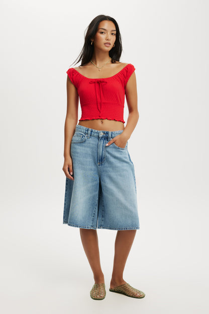 Chloe Shirred Short Sleeve Top