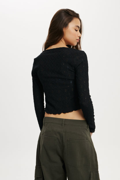 Briony Tie Front Long Sleeve Top