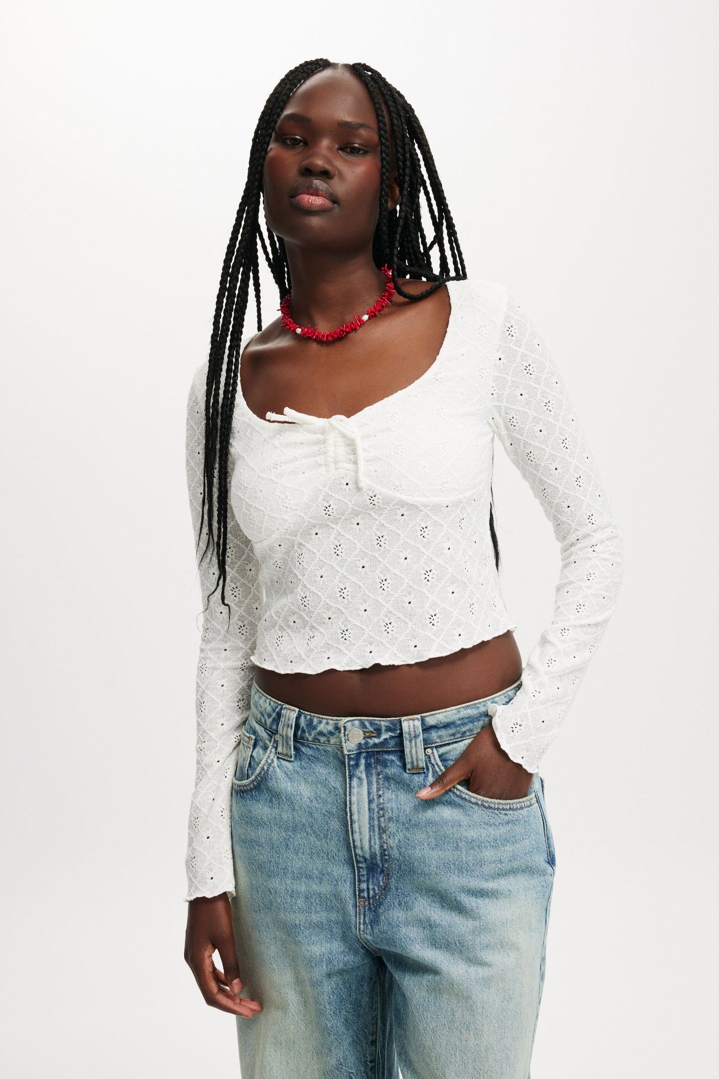 Briony Tie Front Long Sleeve Top