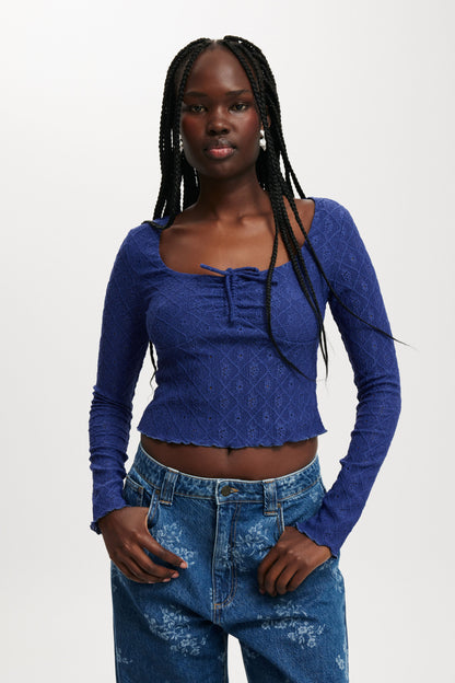 Briony Tie Front Long Sleeve Top