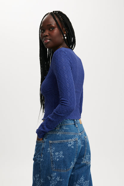 Briony Tie Front Long Sleeve Top