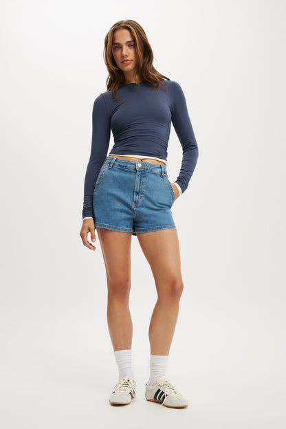 High Rise Micro Denim Short