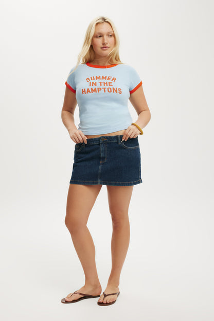 Micro Low Denim Skirt