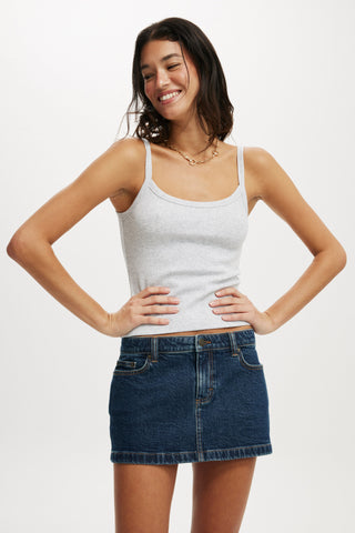 Micro Low Denim Skirt