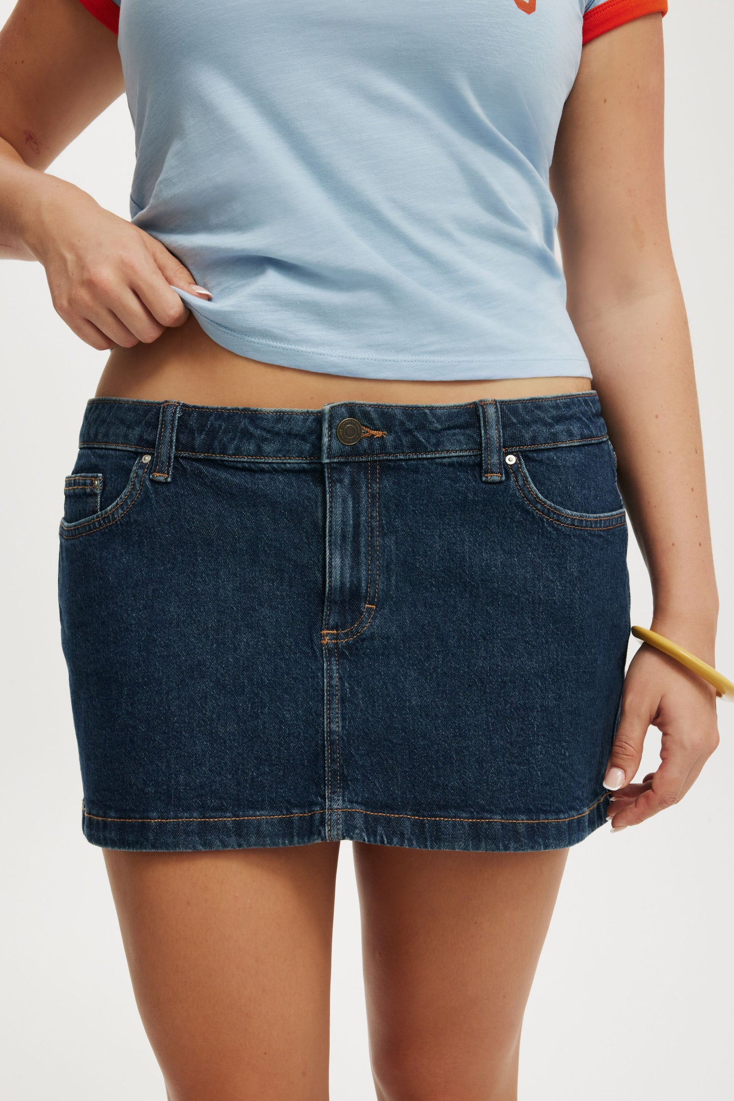 Micro Low Denim Skirt