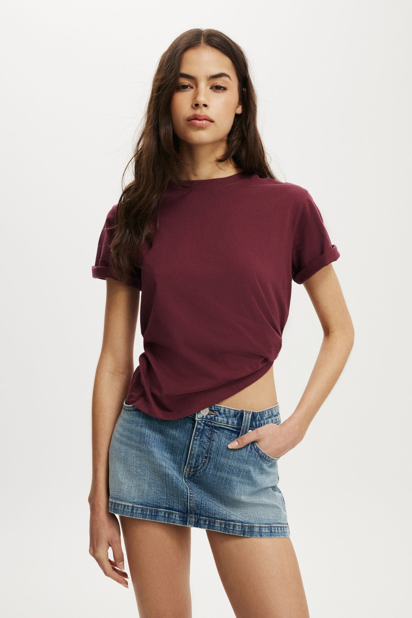 Micro Low Denim Skirt