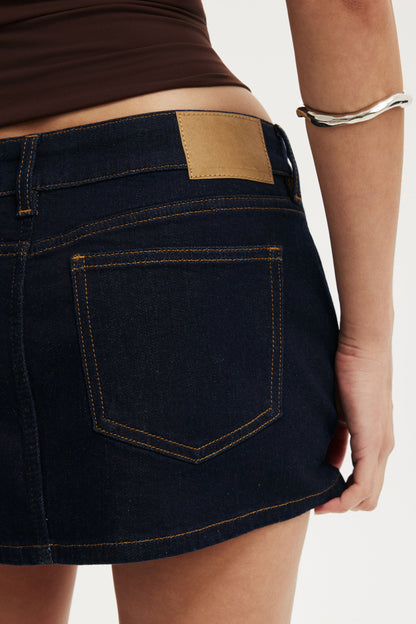 Micro Low Denim Skirt