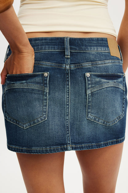 Micro Low Denim Skirt