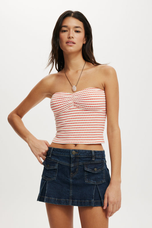 Micro Pleat Denim Skirt