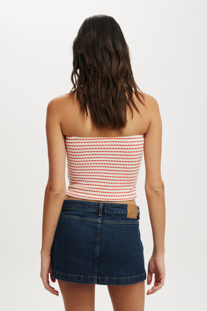 Micro Pleat Denim Skirt