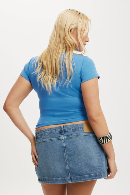 Micro Pleat Denim Skirt