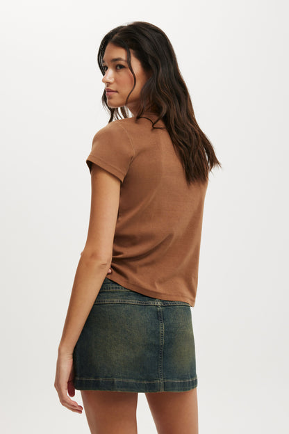 Micro Pleat Denim Skirt