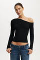 One Shoulder Henley Knit