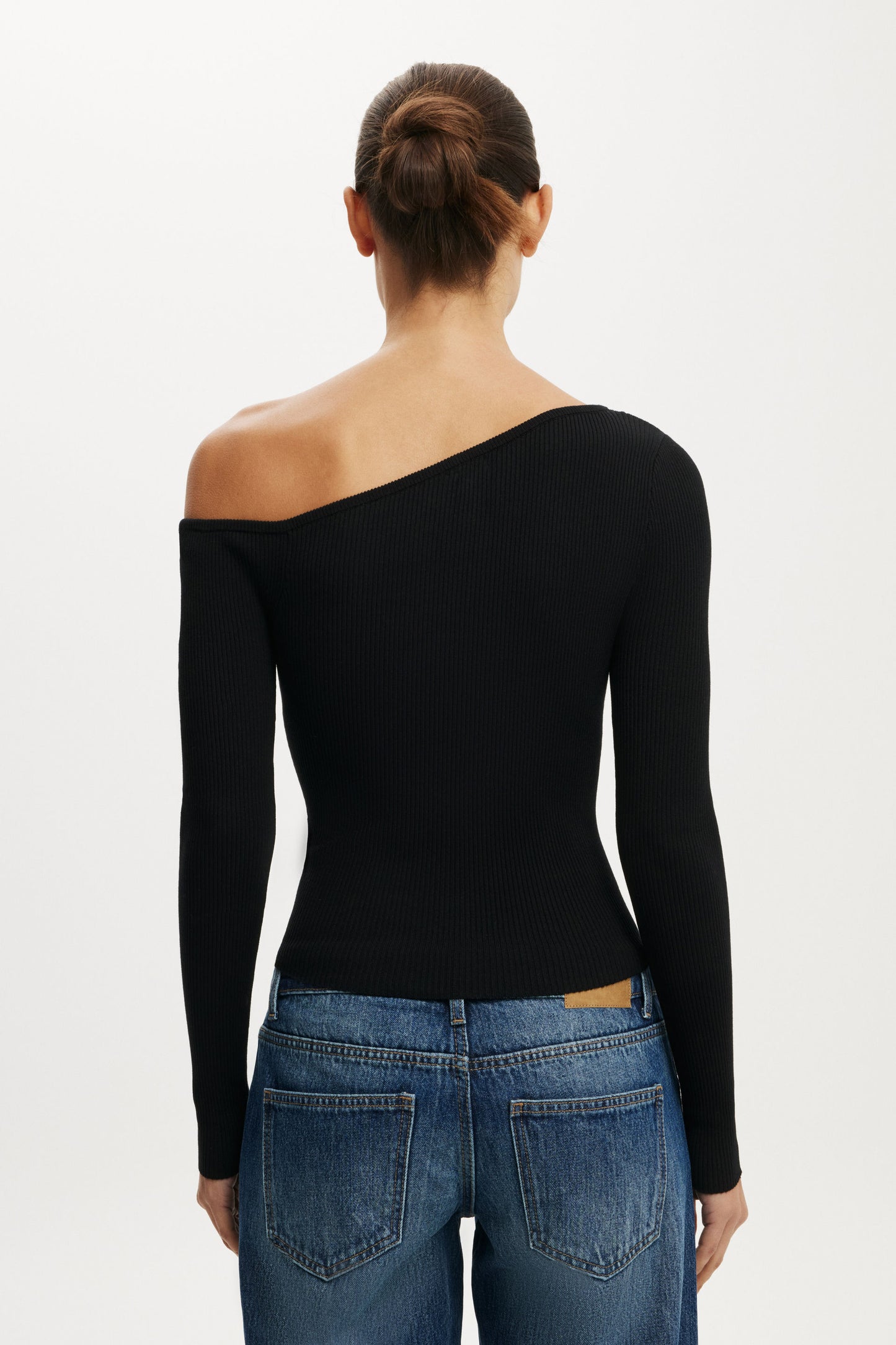 One Shoulder Henley Knit