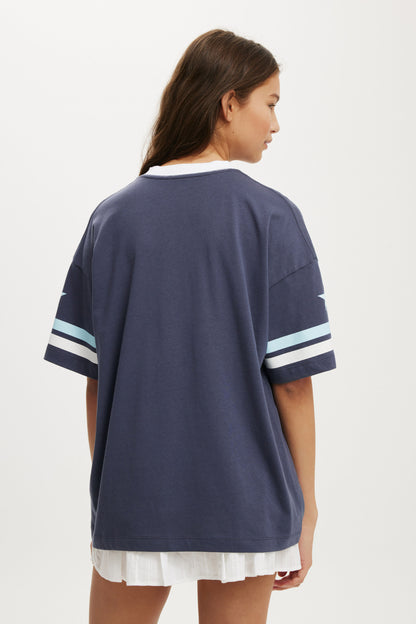 V Neck Retro Graphic Boxy Tee