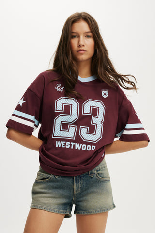 V Neck Retro Graphic Boxy Tee