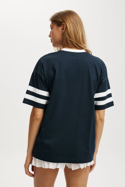 I Love NY V Neck Oversized Graphic Tee