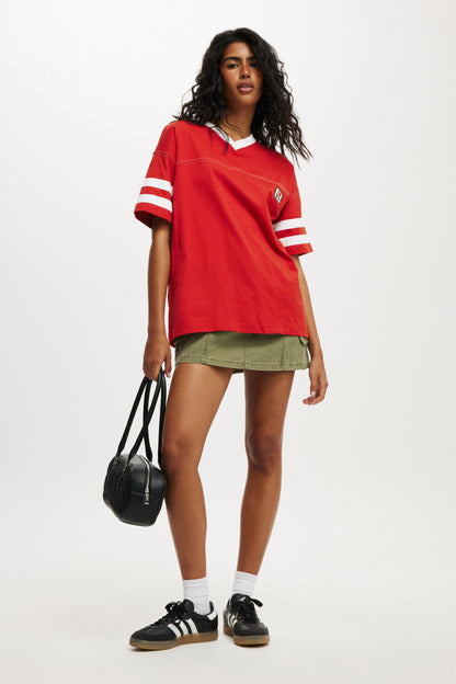 I Love NY V Neck Oversized Graphic Tee